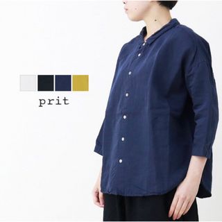 プリット(Plit)のprit 近江晒加工7分袖ショートカラーワイドシャツ(シャツ/ブラウス(長袖/七分))