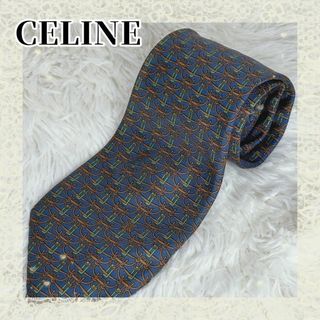 セリーヌ(celine)の【大人　紳士　美品】CELINE　セリーヌ　ネクタイ　総柄　シルク１００％(ネクタイ)