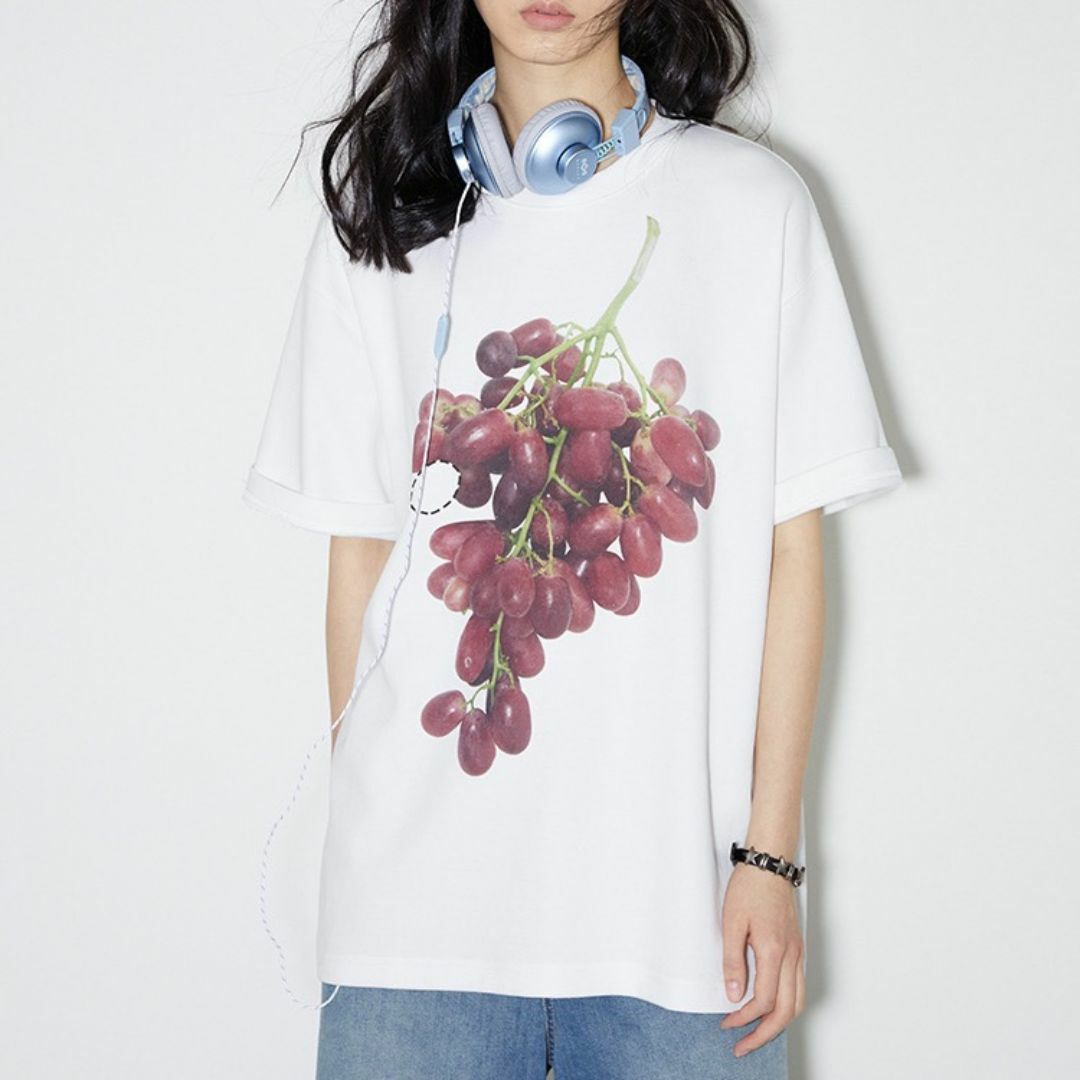 STAIR - PhysicalBoy ユニセックス ビッグTシャツ グレープ 葡萄柄 オーバー