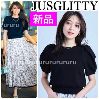 ジャスグリッティー(JUSGLITTY)の新品★ジャスグリッティー　パール釦2wayニット(カットソー(半袖/袖なし))