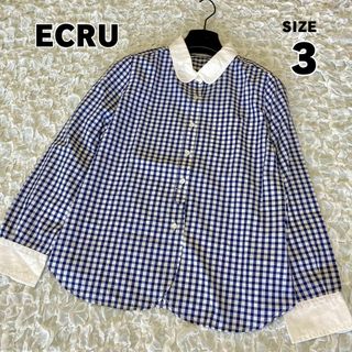 メルローズ(MELROSE)の美品 メルローズ ECRU エクリュ ギンガムチェック 長袖シャツ サイズ３(シャツ/ブラウス(長袖/七分))