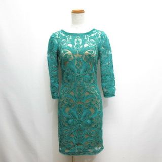 タダシショウジ(TADASHI SHOJI)のタダシショージ TADASHI SHOJI 総レース ワンピース ドレス 0 緑(ひざ丈ワンピース)