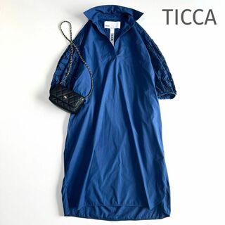 ティッカ(TICCA)のTICCA カットワークスリーブワンピース 青(ロングワンピース/マキシワンピース)