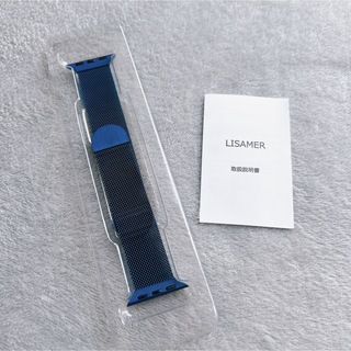 コンパチブル iWatch 通用ベルト 両磁気 バックル付き ブルー(金属ベルト)