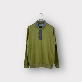 Crocodile クロコダイル 長袖トレーナー グリーン サイズM 丸襟 トップス メンズ ヴィンテージ 6(Tシャツ/カットソー(七分/長袖))