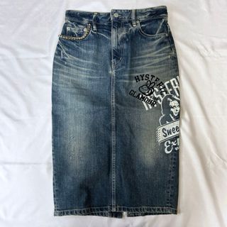 HYSTERIC GLAMOUR - ヒステリックグラマー  デニムタイトスカート　ダメージ加工　M