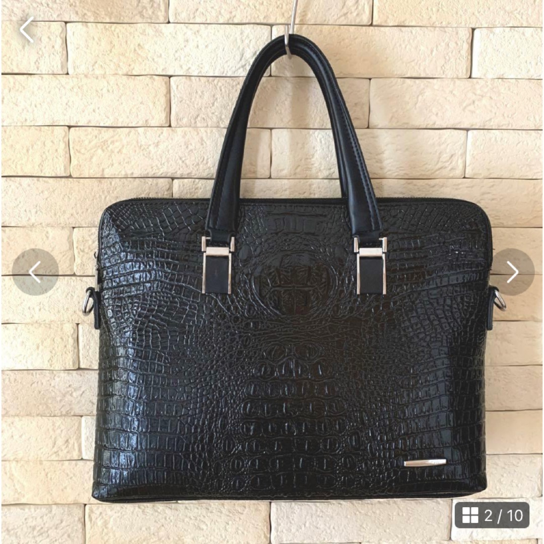 DILANGEYU ビジネスバッグ 2way クロコ型押し本革 A4可の通販 by DILANGEYU ビジネスバッグ 2way クロコ型押し本革 A4可の通販 by