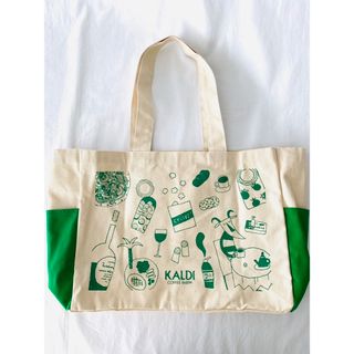 カルディ(KALDI)のKALDI トートバッグ エコバッグ 緑(トートバッグ)