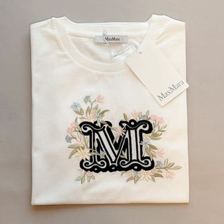 マックスマーラ(Max Mara)のMAX MARA SACHA Mロゴ 刺繍 コットン Tシャツ(Tシャツ(半袖/袖なし))