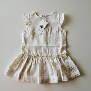 プチバトー(PETIT BATEAU)の新品  プチバトー  ローズプリント 布帛ワンピース 12M  74cm(ワンピース)