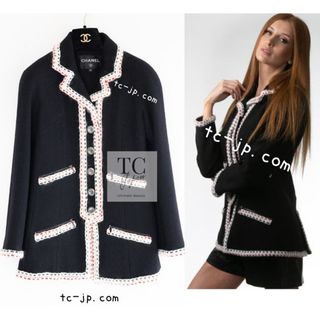 CHANEL - 91万 シャネル ジャケット CHANEL ブラック ブレード トリム ウール 超美品 34