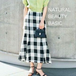 ナチュラルビューティーベーシック(NATURAL BEAUTY BASIC)のNATURAL BEAUTY BASIC「スラブギンガムチェックスカート」(ロングスカート)