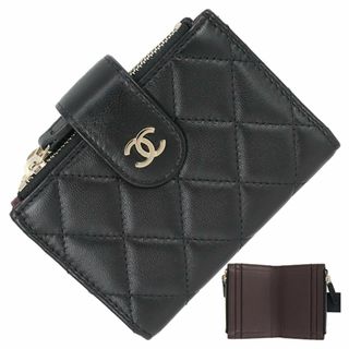 シャネル(CHANEL)のシャネル 二つ折り カードケース コインケース 財布 マトラッセ ラムスキン ブラック サイフ CCロゴ 未使用 5410(財布)