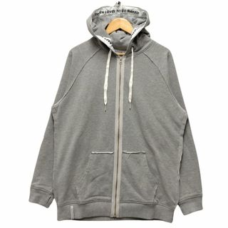 AKA SIX JUMP ZIP HOODIE NO PRINT フード口内、紐ロゴ入りジップ スウェット パーカー グレー サイズL 正規品 / 34269(パーカー)