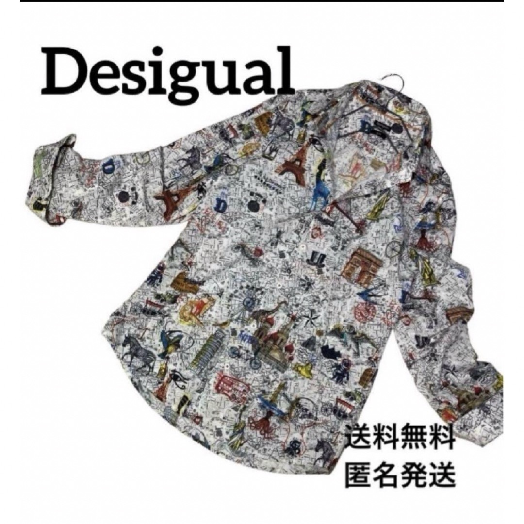DESIGUAL(デシグアル)の【美品】　Desigual メンズLサイズ　アート沢山シャツ　Lスリム  メンズのトップス(シャツ)の商品写真