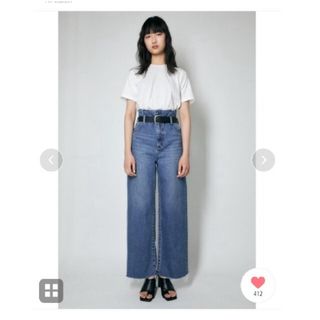 マウジー(moussy)のmoussyBELTED CUT OFF WIDE FLARE ブルーサイズ1(デニム/ジーンズ)