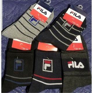 フィラ(FILA)のFILA　フィラ　23-25cm　ロゴ入　ソックス　靴下　５足セット①　新品(ソックス)