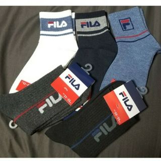 FILA　フィラ　23-25cm　ロゴ入　ソックス　靴下　５足セット②　新品