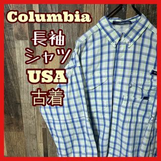 コロンビア(Columbia)のフィッシング メンズ チェック ボタンダウン コロンビア 白 L シャツ 長袖(シャツ)