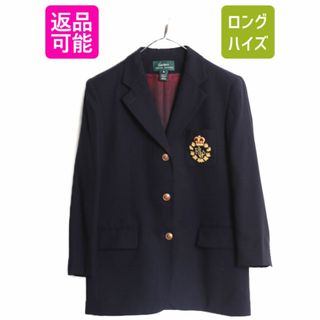 ラルフローレン(Ralph Lauren)の90s USA製 LAUREN ラルフローレン テーラード ジャケット レディース XL ブレザー 90年代 オールド ポロ 紺ブレ 3ボタン 金ボタン クレスト(テーラードジャケット)