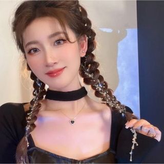 【高見え】髪飾り スターヘアーチェーン ヘアアクセ ヘアクリップ 星(バレッタ/ヘアクリップ)