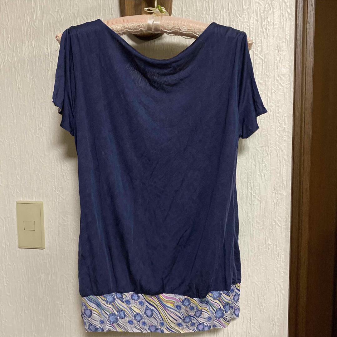 MISSONI(ミッソーニ)のミッソーニ　シルク100%ネイビー&フラワープリントTシャツ(実家保管品) メンズのトップス(Tシャツ/カットソー(半袖/袖なし))の商品写真