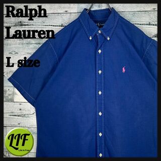 ラルフローレン(Ralph Lauren)のラルフローレン 刺繍ロゴ 半袖 BDシャツ 美品 ネイビー L(シャツ)