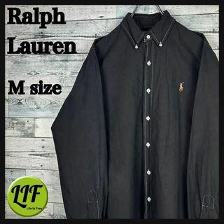 ラルフローレン(Ralph Lauren)のラルフローレン 刺繍ロゴ 長袖 BDシャツ ブラック M(シャツ)