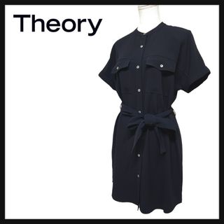 theory - 【極美品】Theory 現行タグ ノーカラー ベルト シャツワンピース