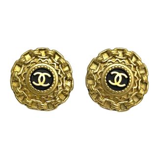 CHANEL - [USED/中古]CHANEL シャネル イヤリング ココマーク チェーンモチーフ 丸 94A ブラック ゴールド 中古 tdc-000906-4c