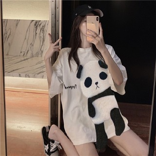 【数量限定】　パンダ　Ｔシャツ　白　ホワイト　アニマル　レディース(Tシャツ(半袖/袖なし))