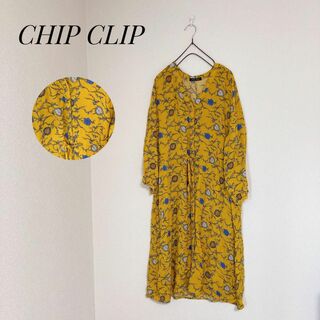 Avail - CHIP CLIP 総柄 ロング ワンピース 花 マスタード イエロー レトロ