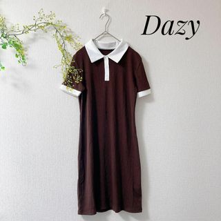 SHEIN - SHEIN シーイン Dazy デイジー リブ ワンピース 半袖 バイカラー