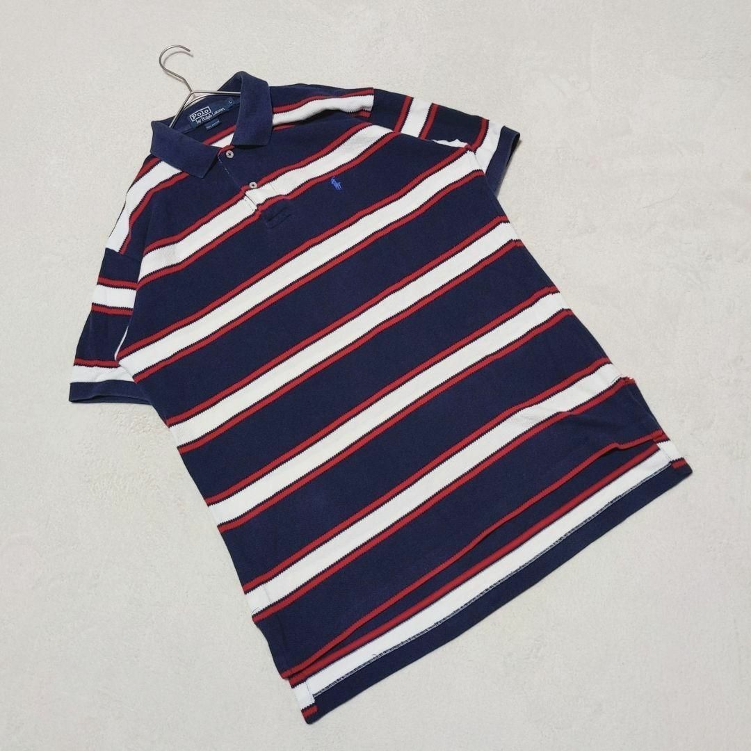 【POLO by Ralph Lauren】（L）半袖ポロシャツ ボーダー柄 メンズのトップス(ポロシャツ)の商品写真