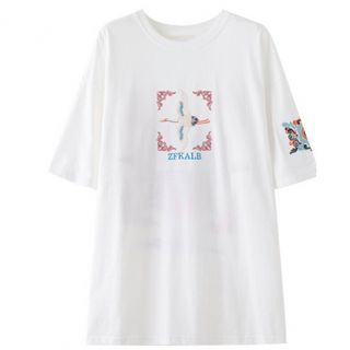 titicaca - 鶴柄 Tシャツ レディース トップス 大きめ 白