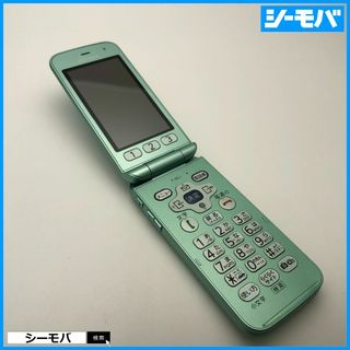 フジツウ(富士通)の1286 ガラケー らくらくホン F-02J 美品 ドコモ グリーン(携帯電話本体)