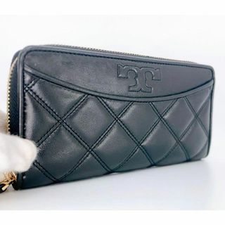 トリーバーチ(Tory Burch)の✨美品✨トリーバーチ 長財布 ラウンドファスナー キルティング　Tロゴ　ブラック(財布)