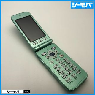 フジツウ(富士通)の1287 ガラケー らくらくホン F-02J 美品 ドコモ グリーン(携帯電話本体)