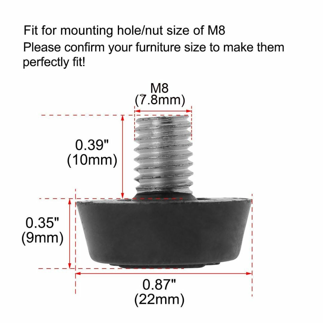 【在庫処分】uxcell レベリングフィート M8 x 10 x 22mm 家具 インテリア/住まい/日用品のオフィス用品(オフィス用品一般)の商品写真