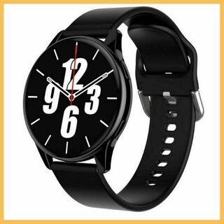 スマートウォッチ レディース iphone Android 対応 丸型 ブラック(腕時計(デジタル))