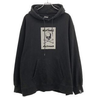 mastermind JAPAN×WILD THINGS  マスターマインド ジャパン ワイルドシングス SWEAT HOODIE  ロゴプリントスウェットパーカー  ブラック XL