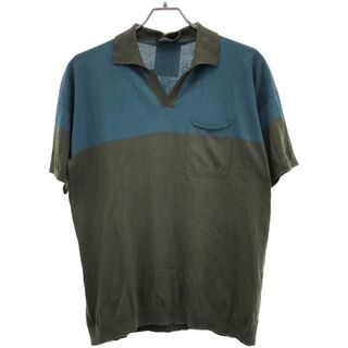 ロベルトコリーナ(ROBERTO COLLINA)のroberto collina ロベルトコリーナ 2トーン ショートスリーブコットンニットトップス  カーキ ブルー 48(Tシャツ/カットソー(半袖/袖なし))