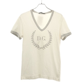 DOLCE&GABBANA ドルチェ＆ガッバーナ DG刺繍 VネックTシャツ G8569T/G7418 ホワイト 46