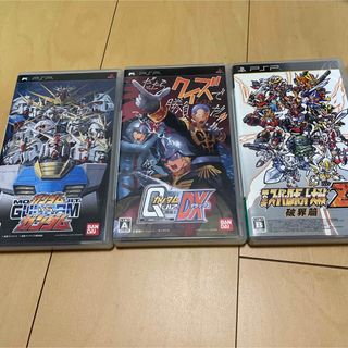 プレイステーションポータブル(PlayStation Portable)のクイズ機動戦士ガンダム問戦士DX他ガンダム系ソフト3本セット(携帯用ゲームソフト)