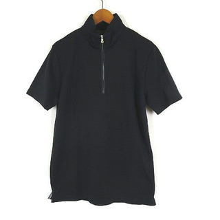 ジョセフオム スポーツ ポロシャツ メッシュ ハーフジップ半袖S 46 黒 美品(ポロシャツ)