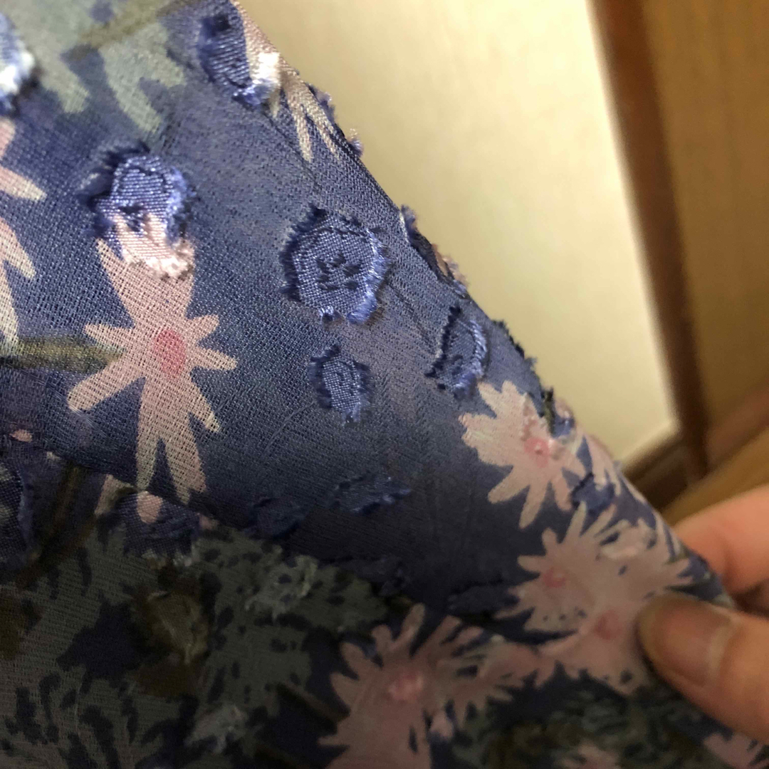昭和レトロ　お花柄セットアップ　スカートセットアップ　ツーピース　透ける素材 レディースのレディース その他(セット/コーデ)の商品写真