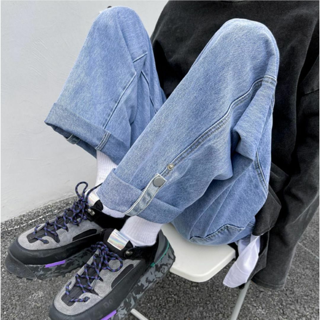 ✨新品未使用✨　ストリート　デニム　パンツ　ジーンズ　 ロールアップ 　ブルー メンズのパンツ(デニム/ジーンズ)の商品写真