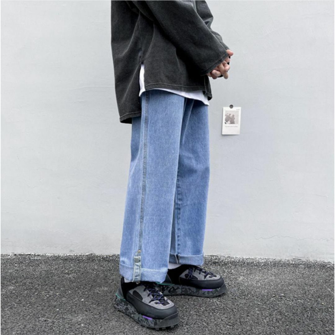 ✨新品未使用✨　ストリート　デニム　パンツ　ジーンズ　 ロールアップ 　ブルー メンズのパンツ(デニム/ジーンズ)の商品写真