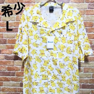 ポケモン - 【新品☆希少】ポケモン ピカチュウ 開襟シャツ 柄シャツ L レーヨン100％