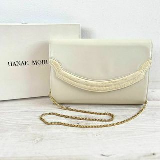 HANAE MORI - ハナエモリ クラッチバッグ レザー パイソン オフホワイト 2WAY ショルダー